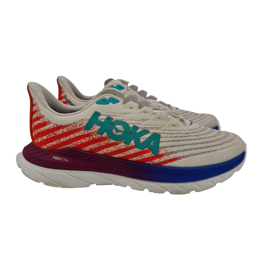 Hoka One One Mach 5 Mens 8.5 Womens 10 White Red Striped Running Shoes 1127894